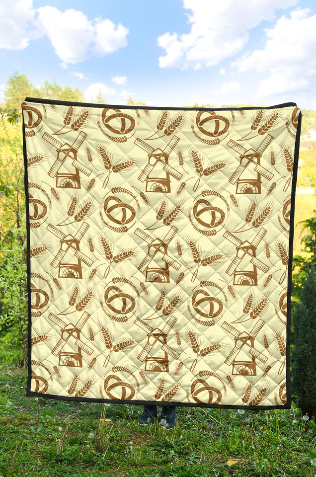 Windmill Wheat Pattern Premium Quilt