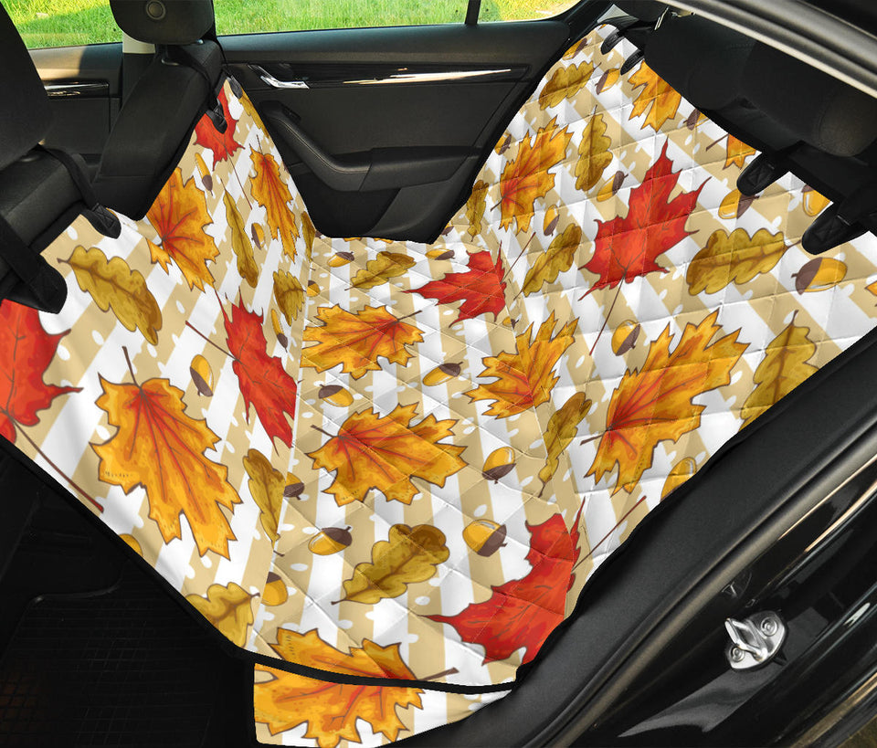 Maple Leaf Oak Leaf Acorns Beige Striped Background Dog Car Seat Covers