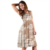 Beautiful Hexagon Japanese  Pattern Sleeveless Midi Dress