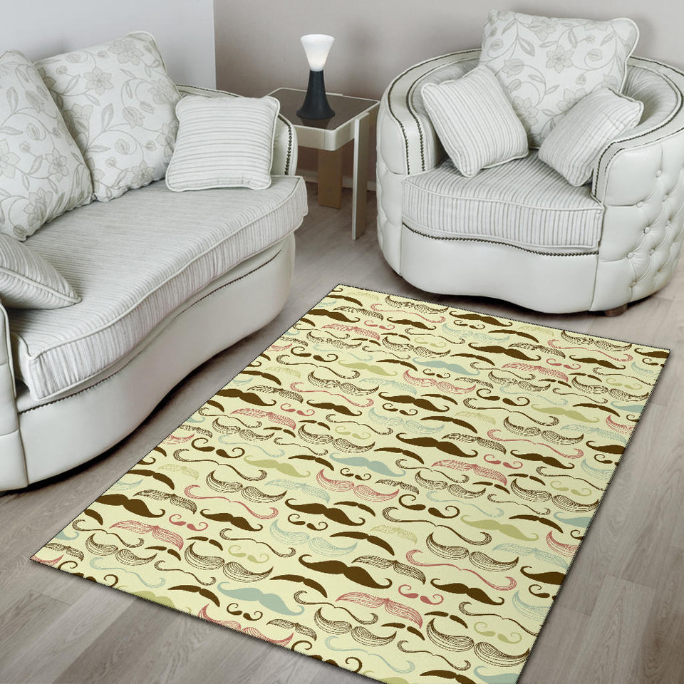 Mustache Beard Pattern Print Design 01 Area Rug