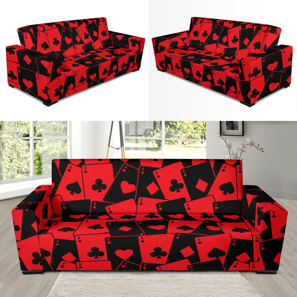 Casino Cards Suits Pattern Print Design 02 Sofa Slipcover