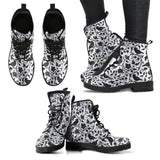 Crow Dark Floral Pattern Leather Boots