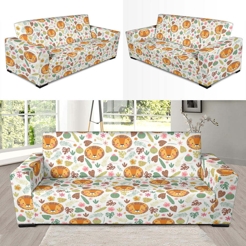 Lion Pattern Print Design 04 Sofa Slipcover