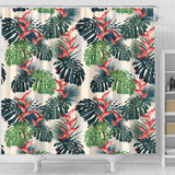 Heliconia Flowers, Palm And Monstera Leaves Shower Curtain Fulfilled In US