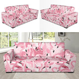 Pink Flamingos Pattern Background Sofa Slipcover