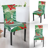 Heliconia Palm And Monstera  Leaves Pattern Dining Chair Slipcover
