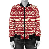 Dachshund Nordic Pattern Women'S Bomber Jacket