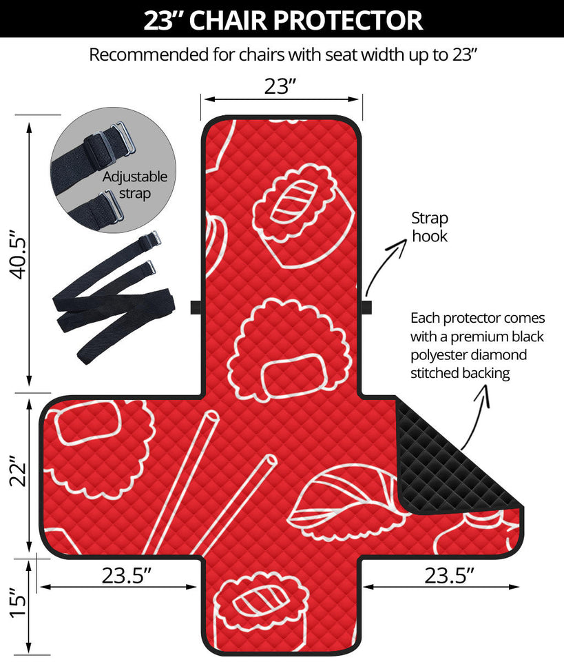 sushi pattern red background Chair Cover Protector