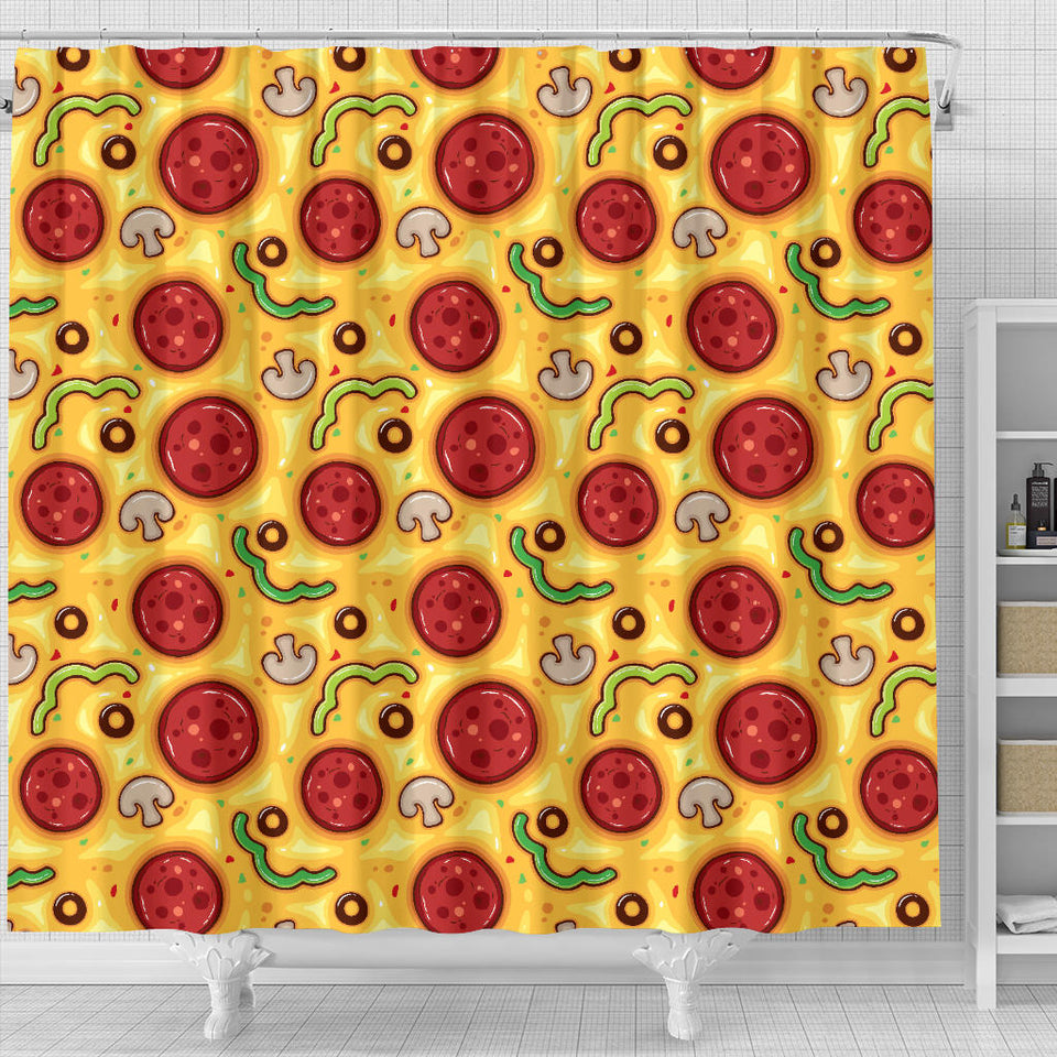 Pizza Texture Pattern Shower Curtain Fulfilled In US
