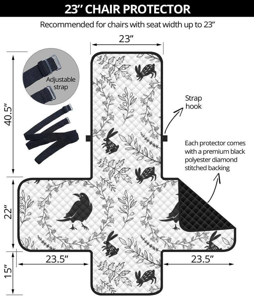 Crows floral wreath rabbit pattern Chair Cover Protector