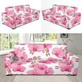 Pink Purple Orchid Pattern Background Sofa Slipcover