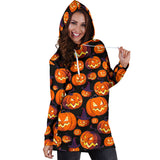 Halloween Pumpkin Pattern Women'S Hoodie Dress