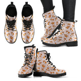 Cute Corgis Pattern Pink Background Leather Boots