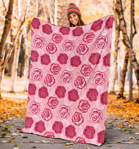 Rose Pattern Print Design 02 Premium Blanket