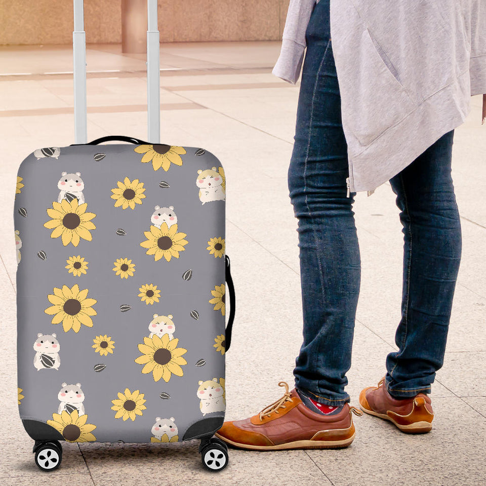 Cute Hamster Sunflower Pattern Background Luggage Covers