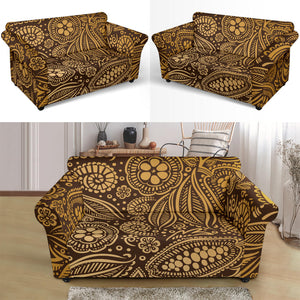Cocoa Beans Tribal Polynesian Pattern Background Loveseat Couch Slipcover