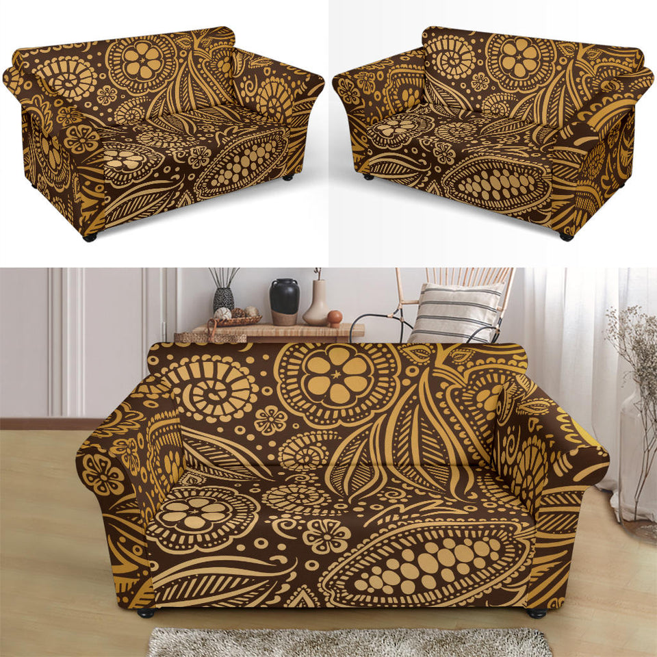 Cocoa Beans Tribal Polynesian Pattern Background Loveseat Couch Slipcover