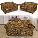 Cocoa Beans Tribal Polynesian Pattern Background Loveseat Couch Slipcover