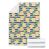 Pineapples Pattern Striped Background Premium Blanket
