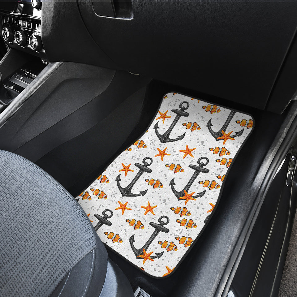 Clown Fish Pattern Print Design 02 Front and Back Car Mats