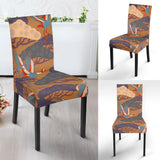 Bonsai Bamboo Stork Japanese Pattern Brown Theme Dining Chair Slipcover