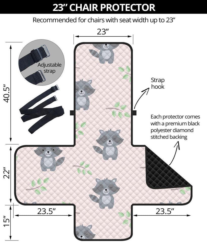 cute raccoons leaves pattern Chair Cover Protector