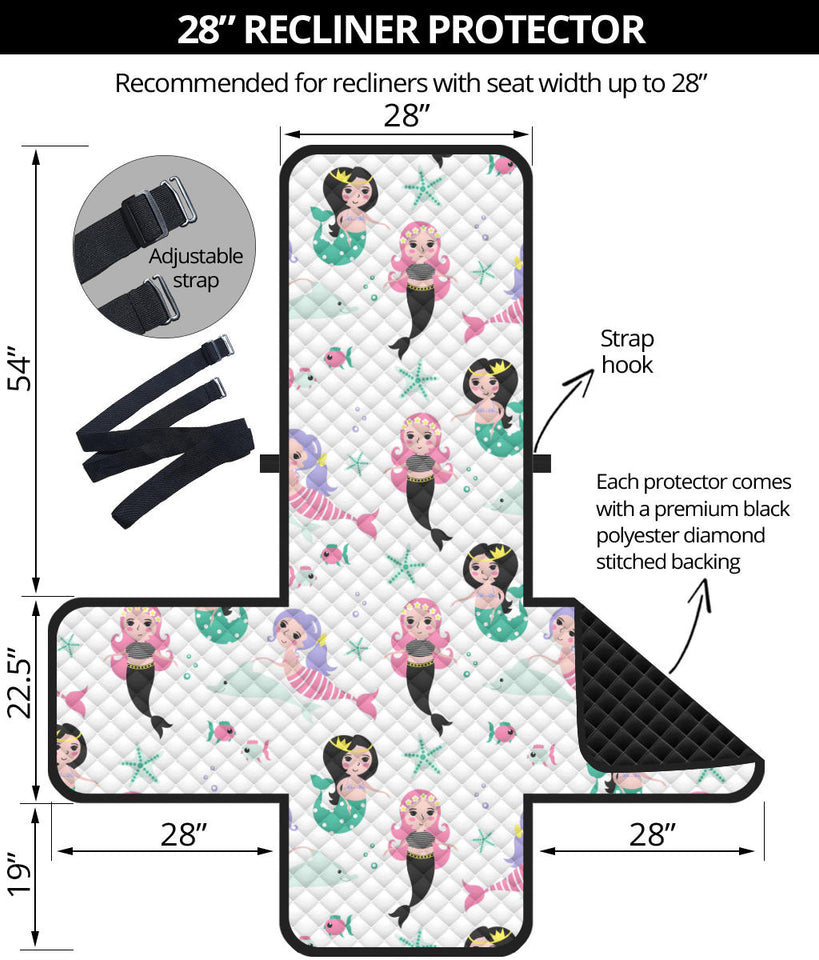 cute mermaid dolphin fish starfish pattern Recliner Cover Protector