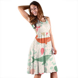 Cute Whale Pattern Sleeveless Midi Dress