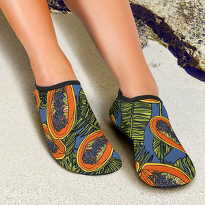 Colorful Papaya Tropical Leaves Aqua Shoes