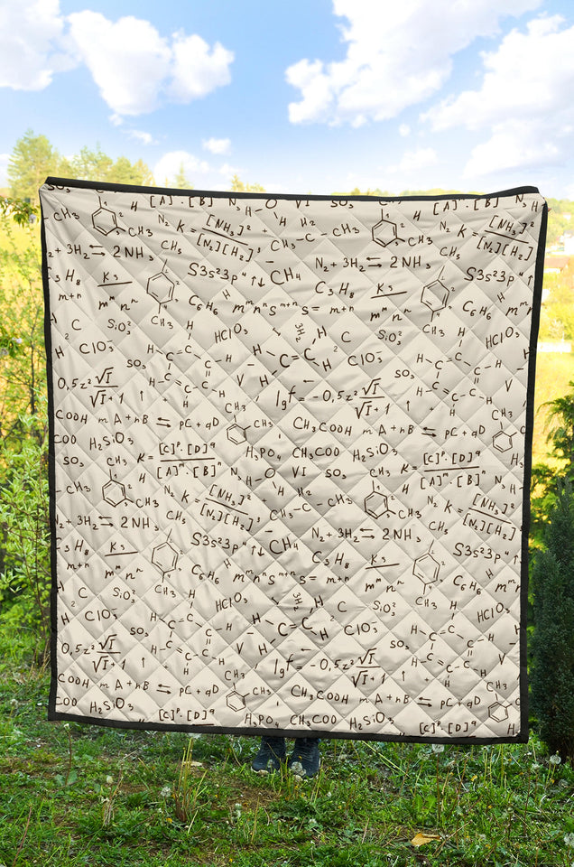 Chemistry Periodic Table Pattern Print Design 04 Premium Quilt