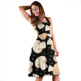Champignon Mushroom Pattern Sleeveless Midi Dress