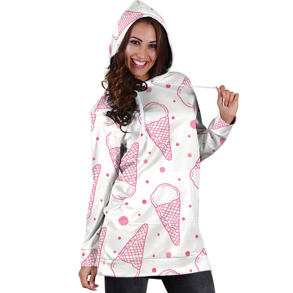 Hand Drawn Ice Cream Pattern Women'S Hoodie Dress