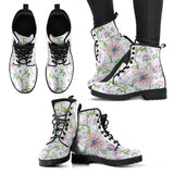 Beautiful Pink Lotus Waterlily Leaves Pattern Leather Boots