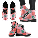 Grapefruit Leaves Flower Pink Background Leather Boots