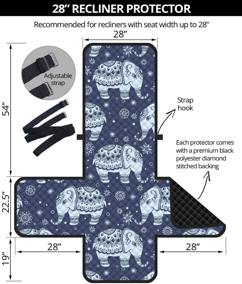 Elephant tribal design pattern Recliner Cover Protector