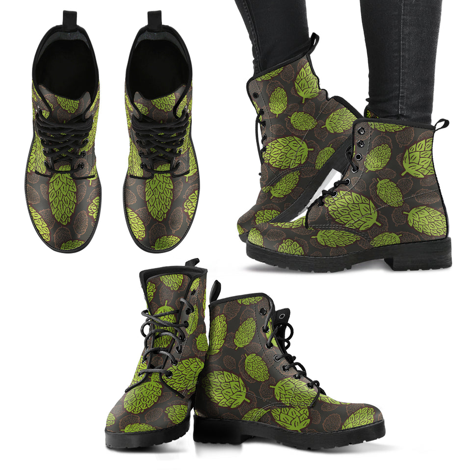 Hop Pattern Black Background Leather Boots