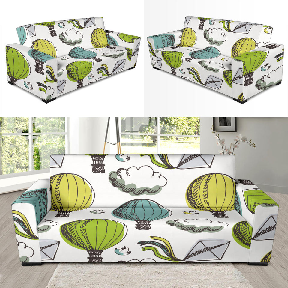 Hot Air Balloon Bird Cloud Pattern Sofa Slipcover