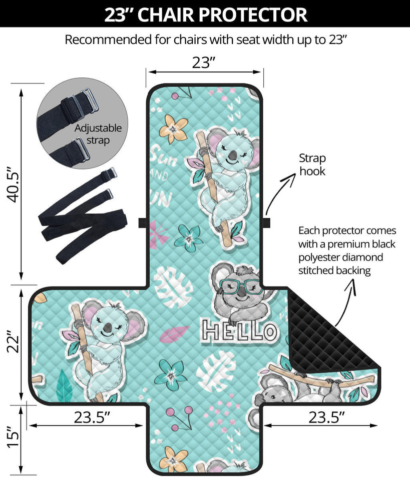 Cute koalas blue background pattern Chair Cover Protector