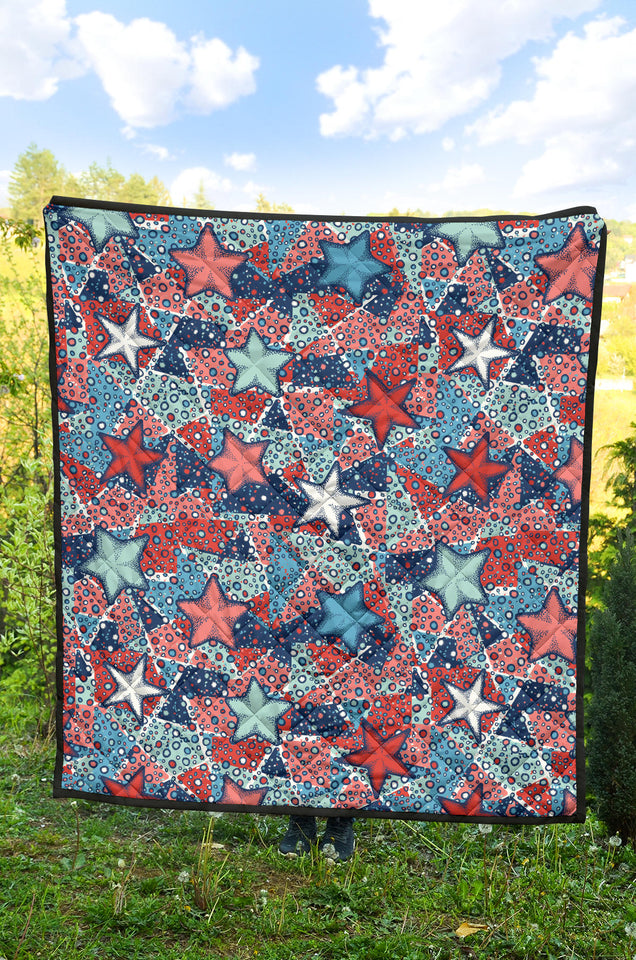 Hand Drawn Colorful Starfish Premium Quilt
