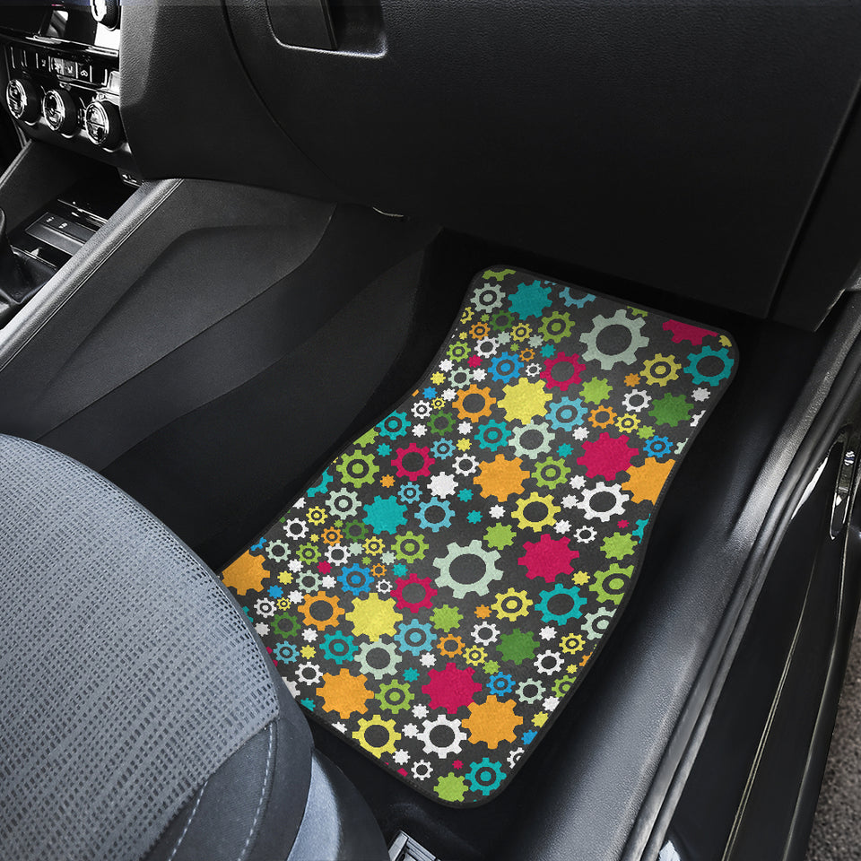 Gear Pattern Print Design 03 Front and Back Car Mats