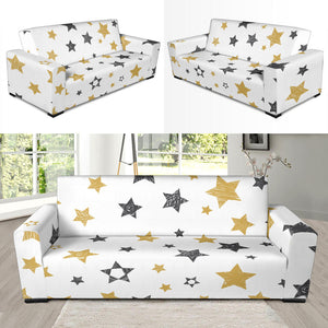 Hand Drawn Gold Black Star Pattern Sofa Slipcover
