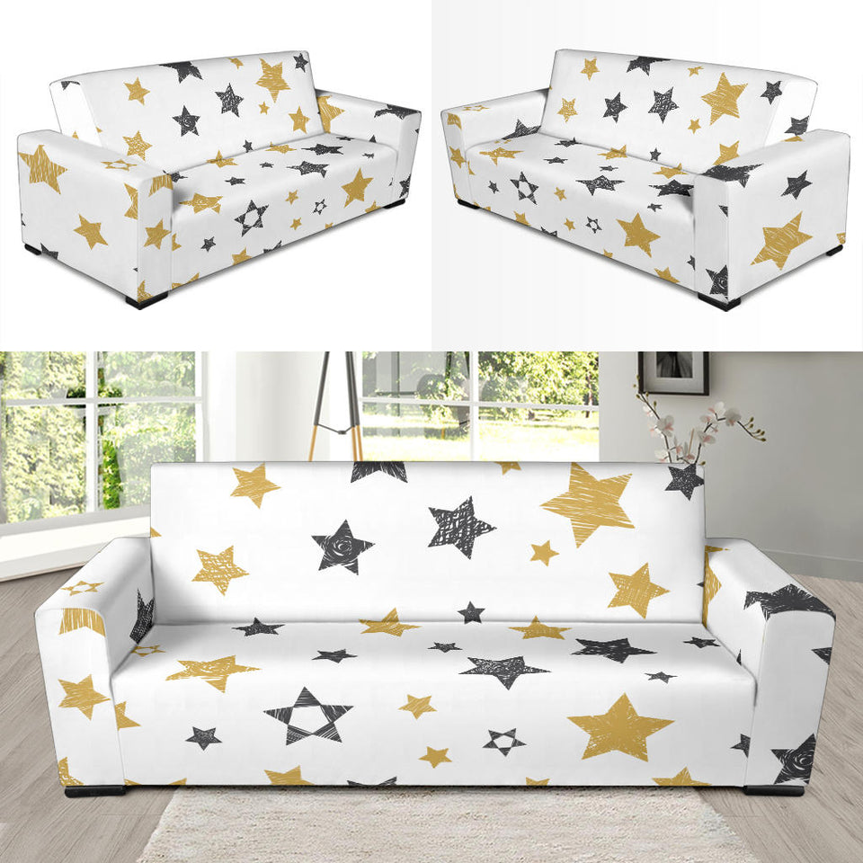 Hand Drawn Gold Black Star Pattern Sofa Slipcover