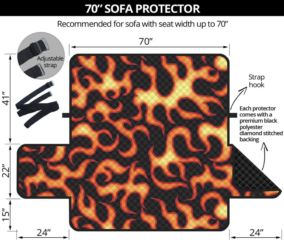 Fire flame dark pattern Sofa Cover Protector