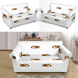 Cute Beagle Dog Sleeping Pattern Loveseat Couch Slipcover