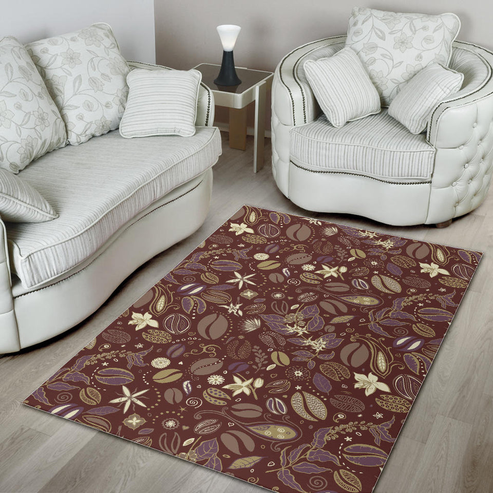 Coffee Bean Flower Pattern Area Rug
