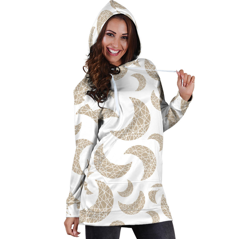 Cool Gold Moon Abstract Pattern Women'S Hoodie Dress