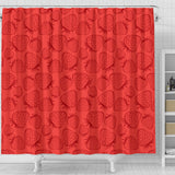 Strawberry Pattern Red Background Shower Curtain Fulfilled In US