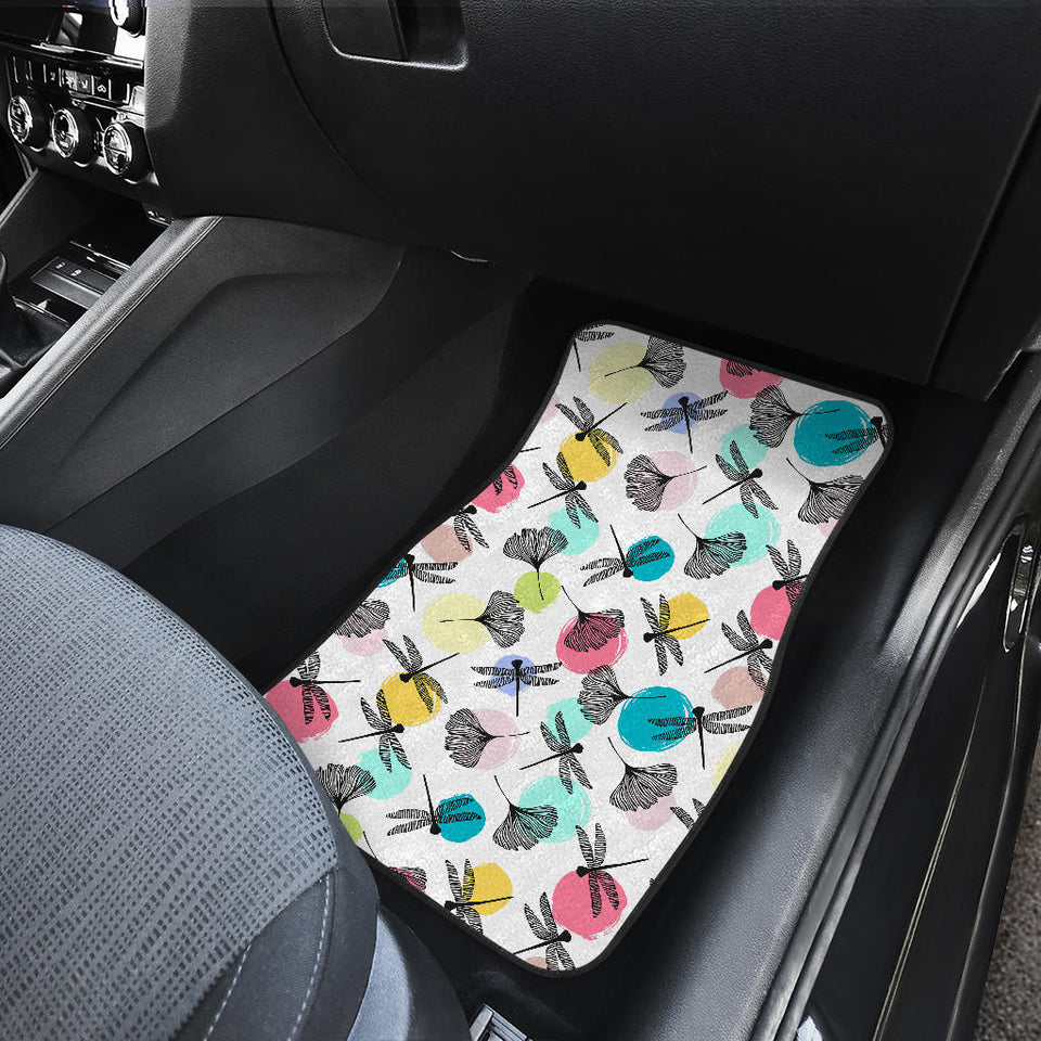 Dragonflies Ginkgo Leaves Pattern Front Car Mats
