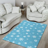 Snowflake Pattern Blue Background Area Rug
