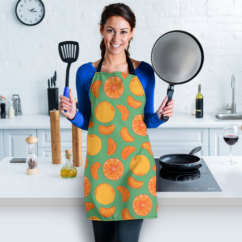 Orange Fruit Pattern Green Background Adjustable Apron